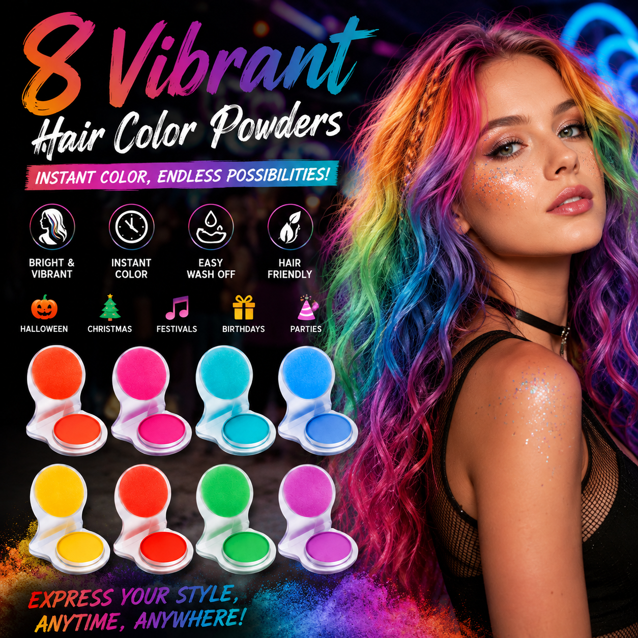 π Temporary Hair Color Powder Compact | Instant Color. Zero Commitment. Endless Looks.