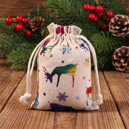 Christmas Foil Drawstring Gift Bags