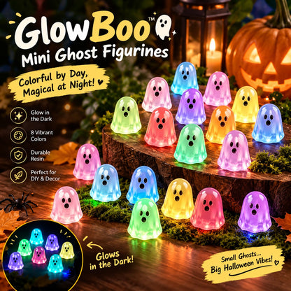 GlowBoo Mini Ghost Figurines – Colorful Glow-in-the-Dark Halloween Decor