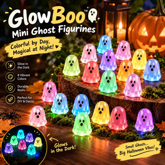 GlowBoo Mini Ghost Figurines – Colorful Glow-in-the-Dark Halloween Decor