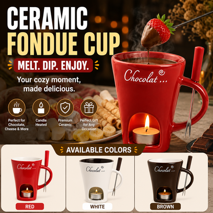 🍫 Melt. Dip. Share. — The Cozy Ceramic Fondue Cup