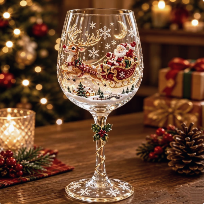🔥🎁Christmas 3D Wine Glass Collection Gift Box Set✨
